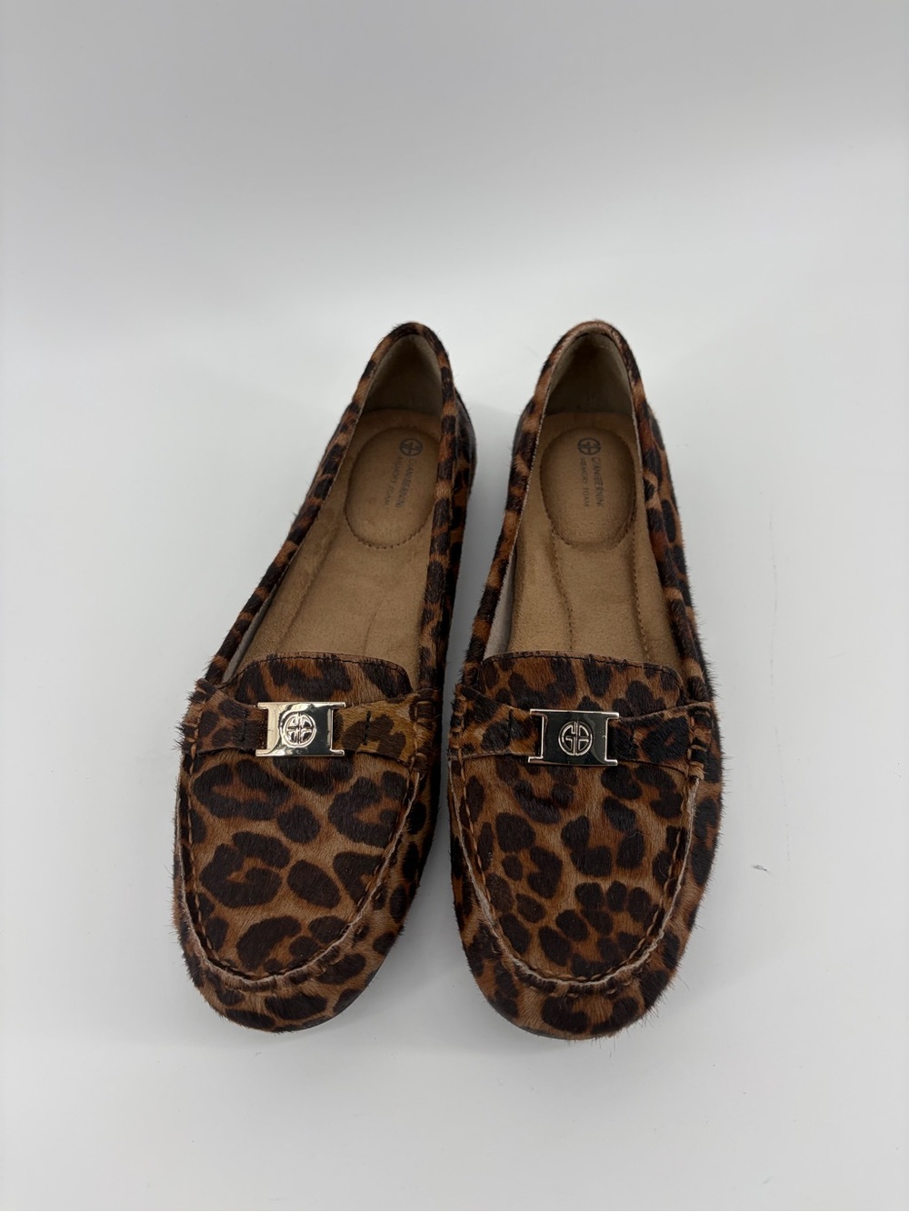 Giani Bernini Leopard Print Calf Fur Loafers with Memory Foam Women’s Size 6
